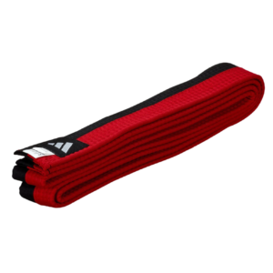 Adidas Cinta Half-Half Poomsae 4.3 cm Negro/Rojo Clasico Taekwondo